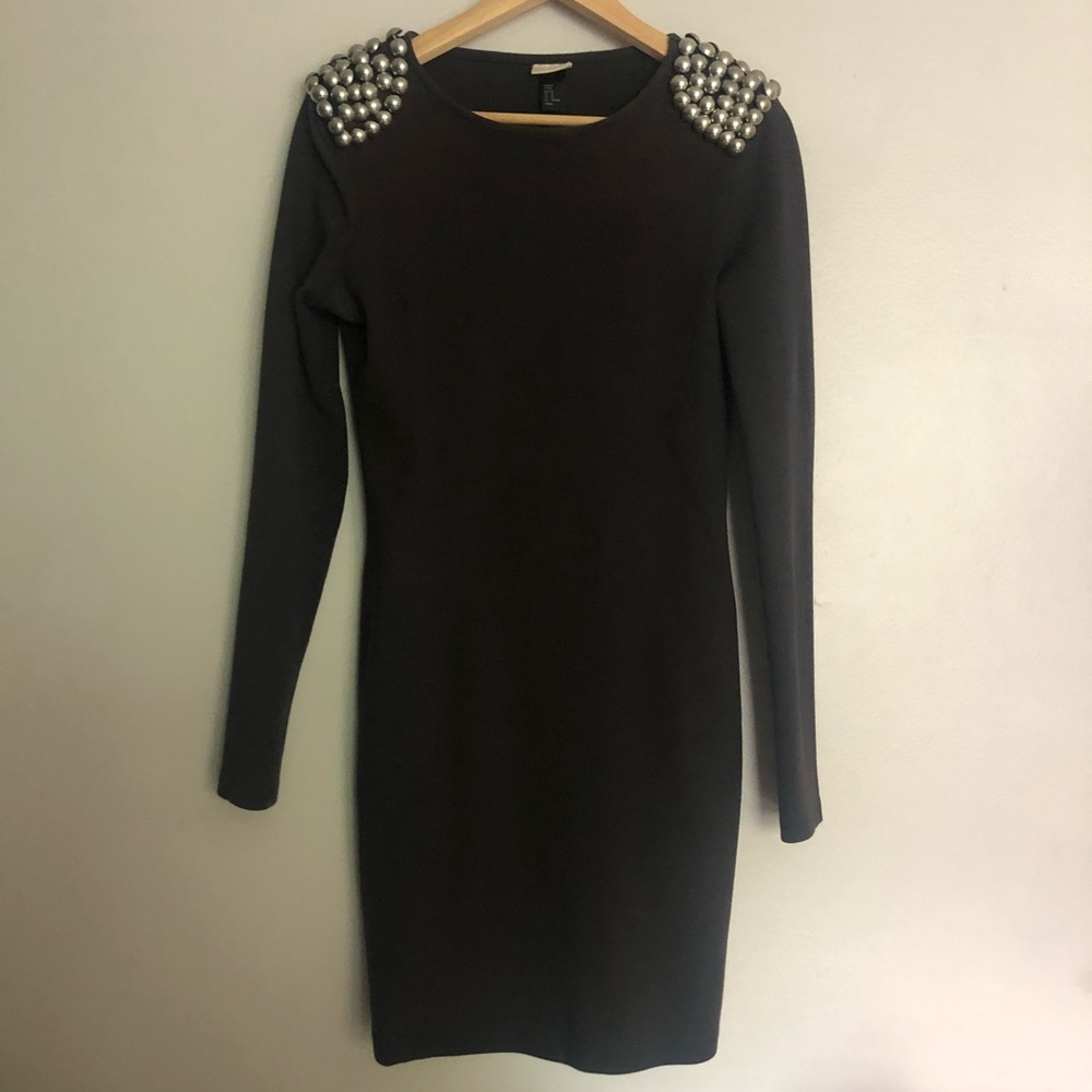 Studded Shoulder Bodycon Dress